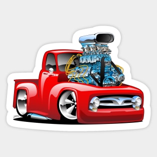 American Classic Hot Rod Pickup Truck Cartoon Sticker